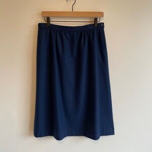 Pendleton‎ Women's Navy Blue 100% Virgin Wool A-Line Midi Skirt Size 12 Vintage